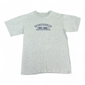 Vintage Wisconsin Maritime Museum Shirt Adult MEDIUM Gray Spell Out 90s Y2K